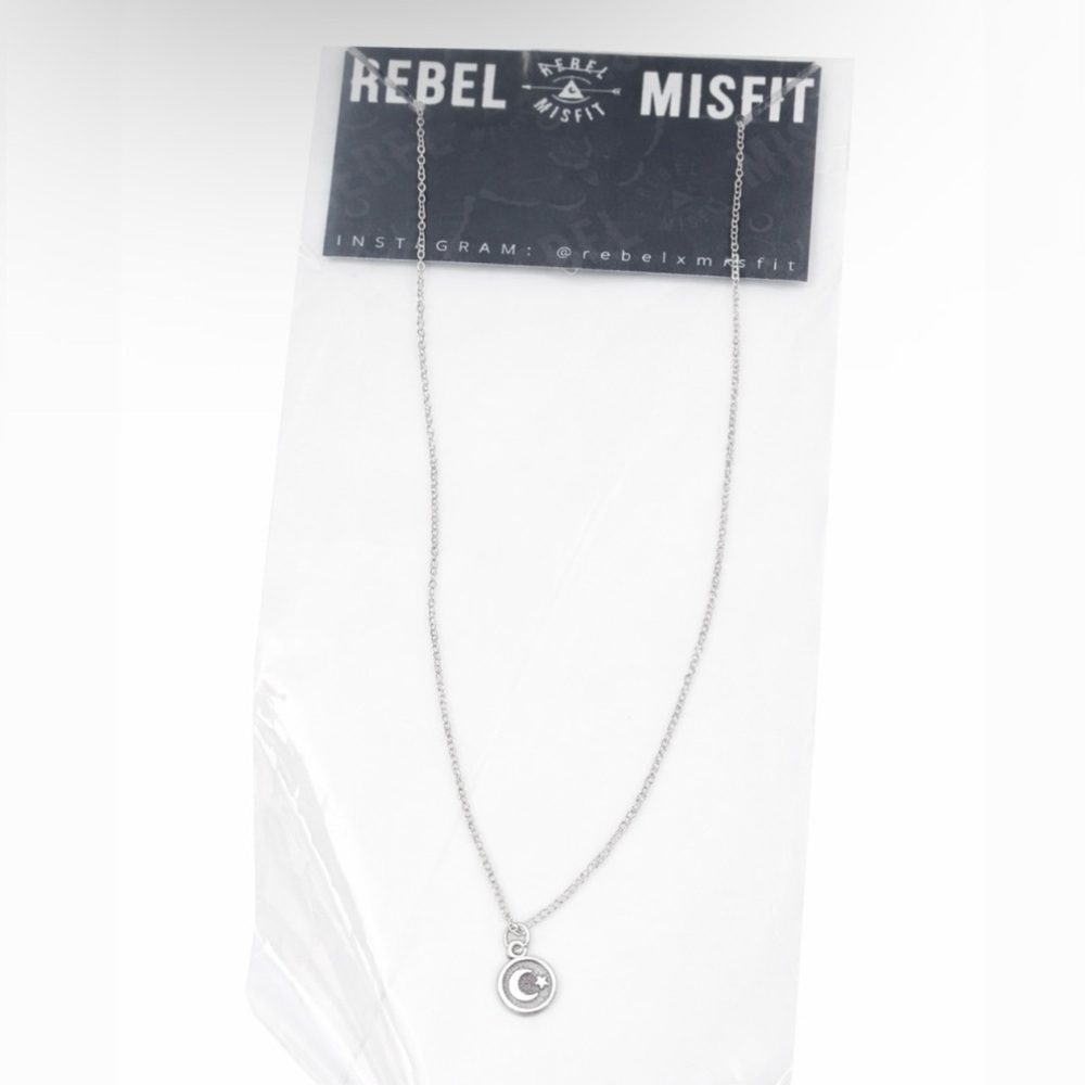 Rebel Misfit RARE Moon Charm Necklace - NWT